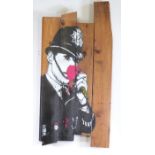 Lucienne GILSON (1914) Spraypaint on wood, Black Artist "Cop Love"