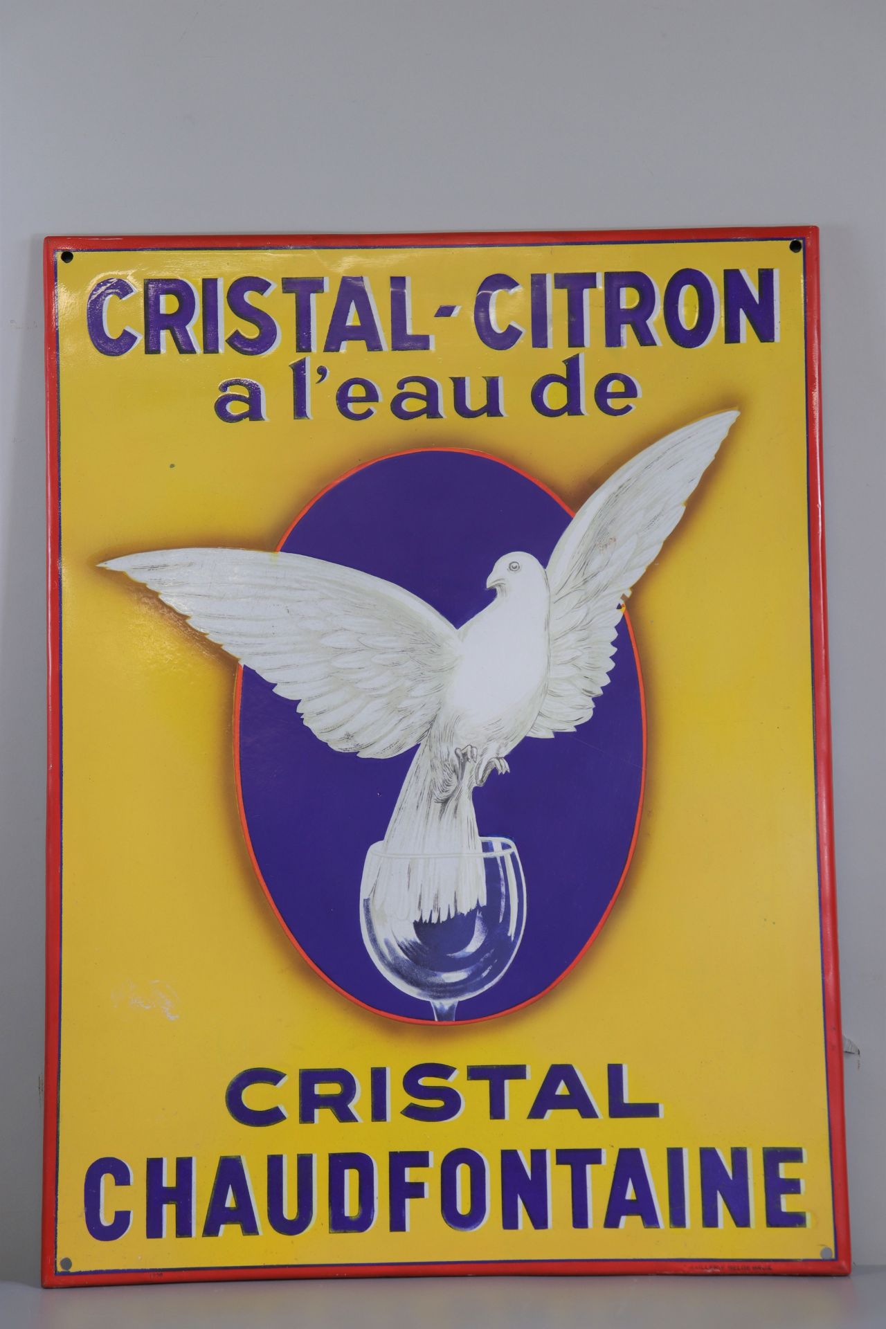 Lemon crystal enamel plaque Belgian Emaillerie 1936