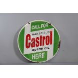 Double-sided Castrol circular enamel sign