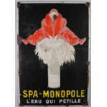 Spa Monopole enamelled plaque black background