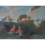 "Followers of Jan III VAN KESSEL oil on panel "birds and deer"
