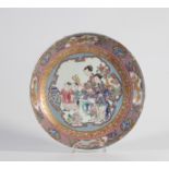 China porcelain plate famille rose decor of women and children