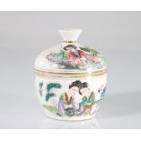 China artist's covered bowl decorated with young women