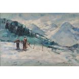 "Berthe OTTEN-ROSIER (1885-1973) oil on canvas "view of Switzerland"