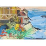 "Saad BEN CHEFFAJ (1939) mixed technique oil watercolor "landscape"
