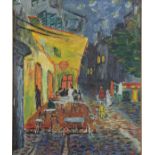 Oil on panel rue de paris animated unidentified signature