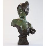 "Emmanuel VILLANIS (1858-1914) Large bronze bust with 2 patinas, "the tzigane", 70 cm"