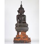 BURMA -Thailand Buddha In eroded wood â€œBhÃ»misparsha-mudrÃ¢â€. XVIIIth