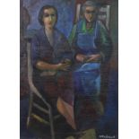 "Marie Therese Kolbach-1918-2009 Luxembourg oil on canvas "characters"