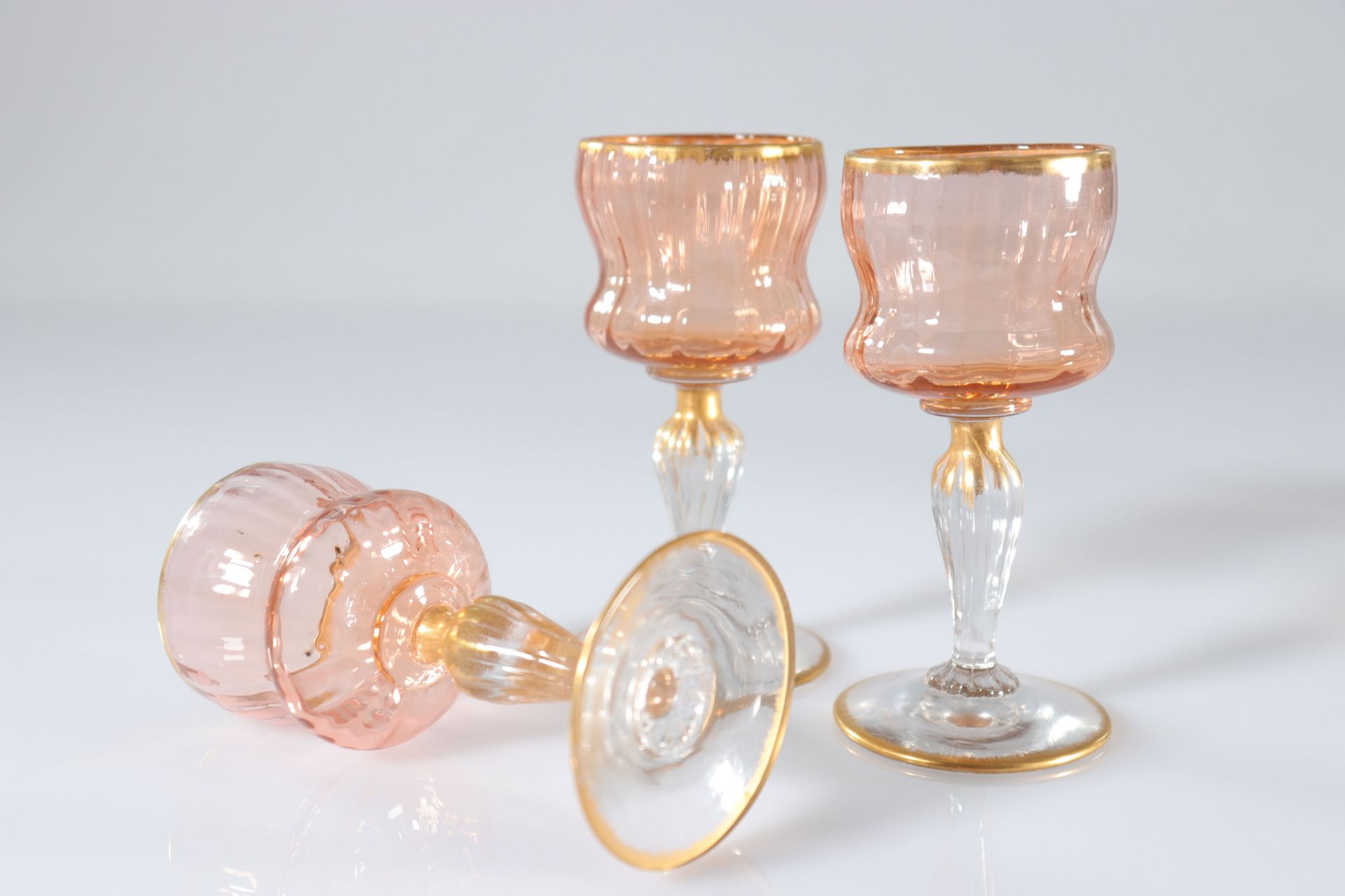 Daum Nancy, glasses (6) first period, drinking rose-orange circa 1885-1890 - Image 3 of 3