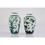 China pair of glass vases with floral decoration