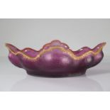 Large MONTJOYE bowl, purple granite background, wavy edge enhanced with gold,