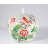 China artist's vase decorated with bird and flowers circa 1900