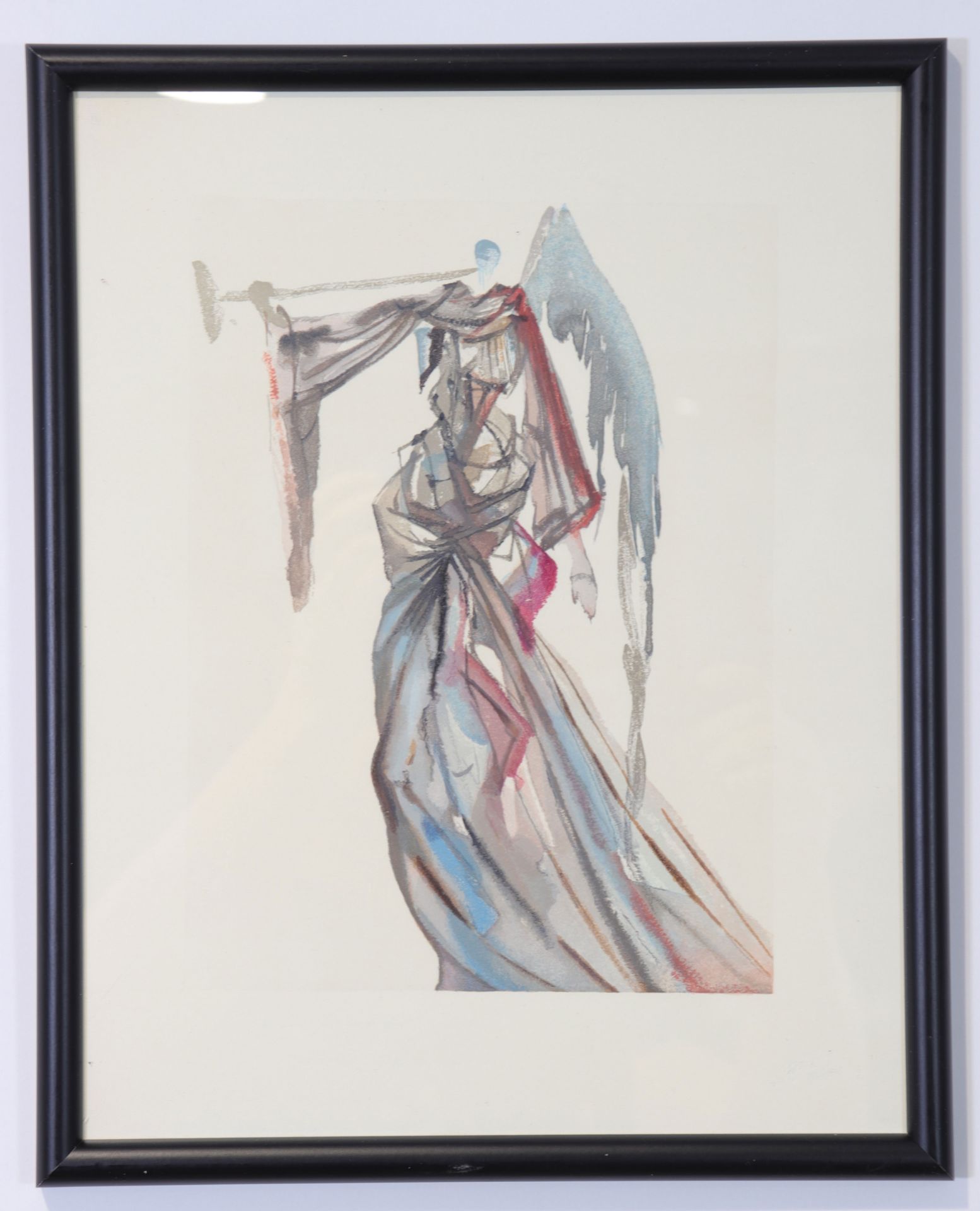 "Salvador Dali - Woodcut in colors on Rives vellum. "Angel of the Sun". The Divine Comedy - Paradis - Image 2 of 2