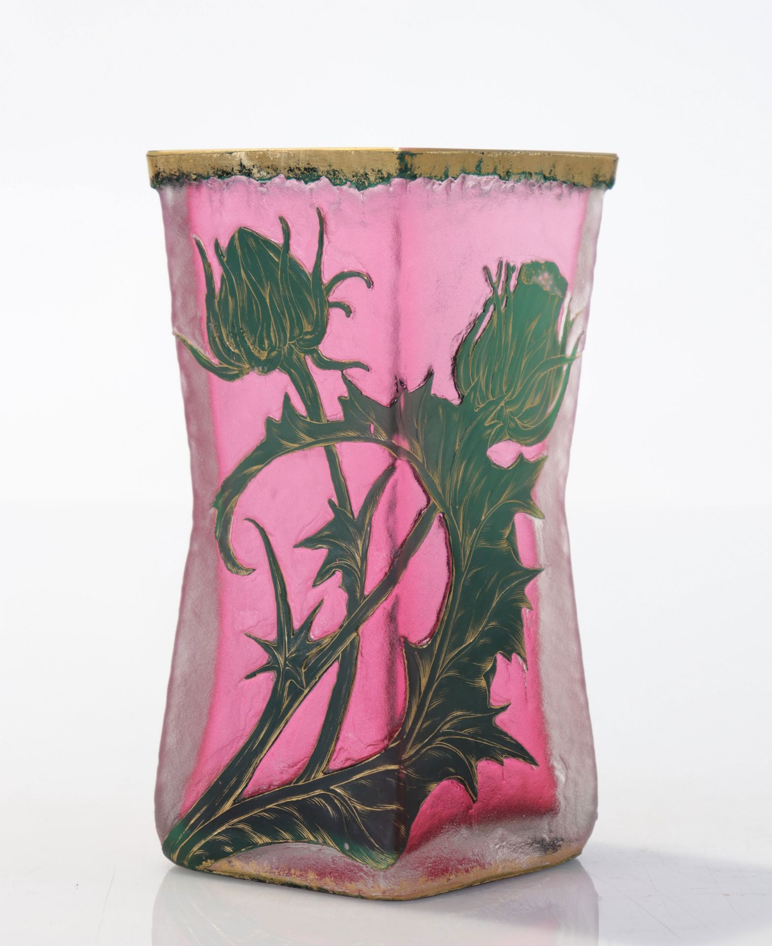 Daum Nancy vase decor with thistles