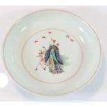 China rare plate decorated with characters and deer and bat Qing period