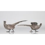 Couple of birds in sterling silver, goldsmith's hallmark and 835