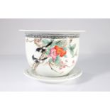 China porcelain vase and plate from the republic period decorated with magpies and flowers