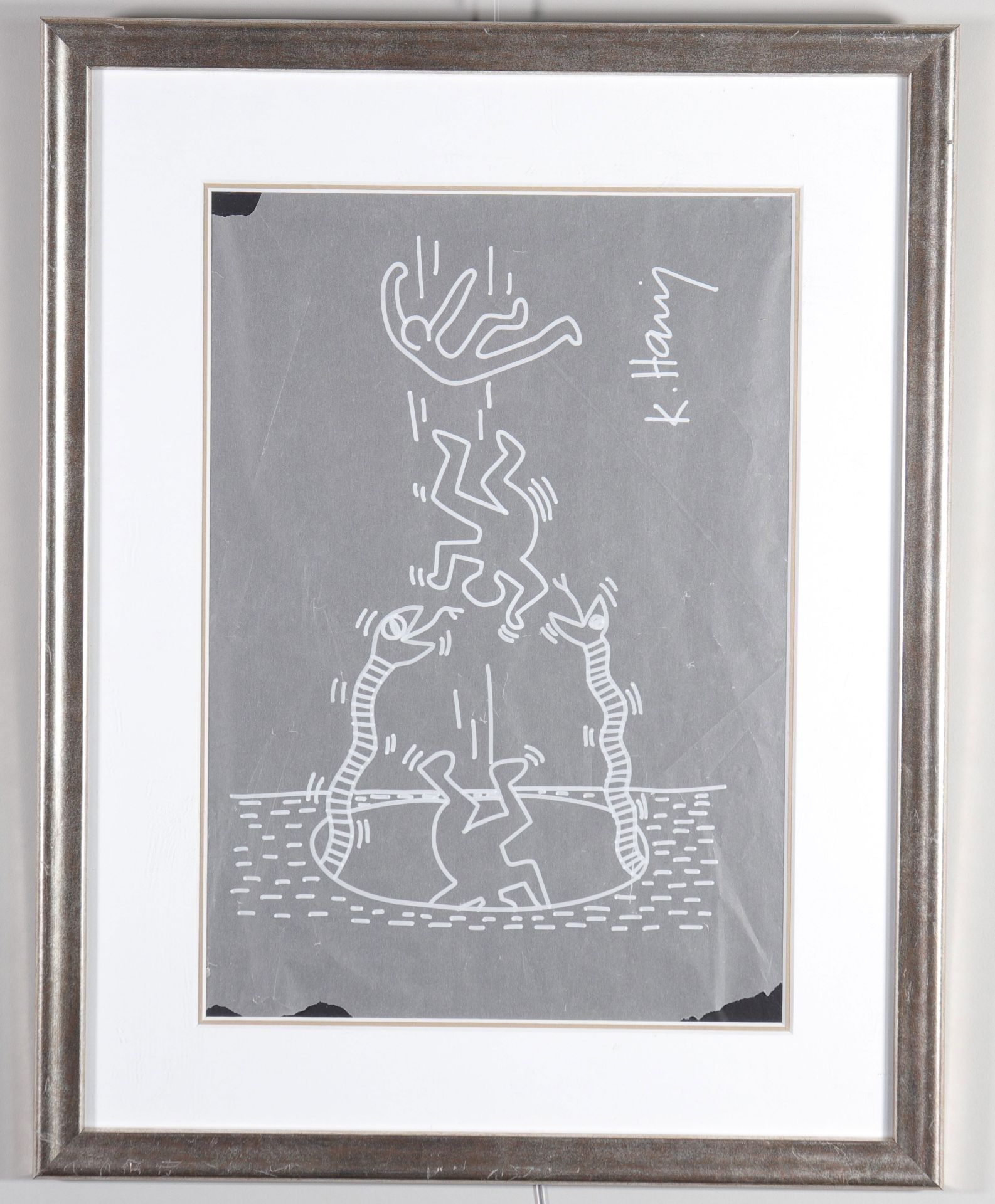 "Keith Haring. Circa 86 â€œThe snake pitâ€. Signed "K.Haring" certificate from Frank P. Garo FHE." - Image 2 of 3