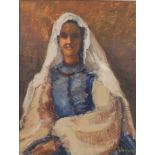 "Oil on orientalist panel "young woman" signed"