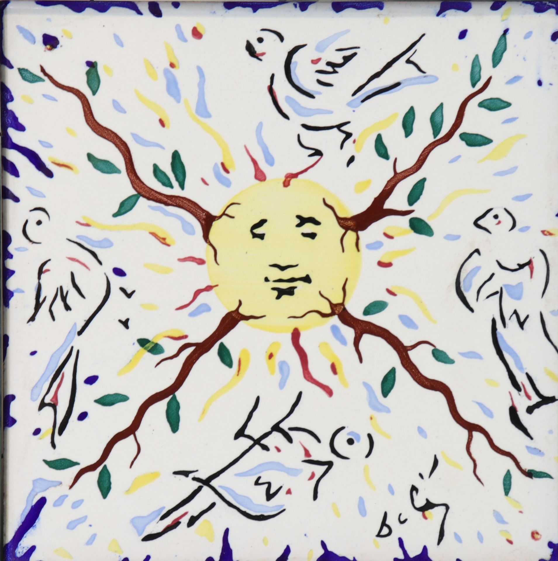 Salvador Dali - Hand painted ceramic and enamel - 1954 - The Game - The vegetal sun n Â° 3.