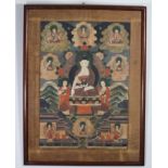 Tanka painted on paper with Chinese Buddhas decoration, late 19th century.