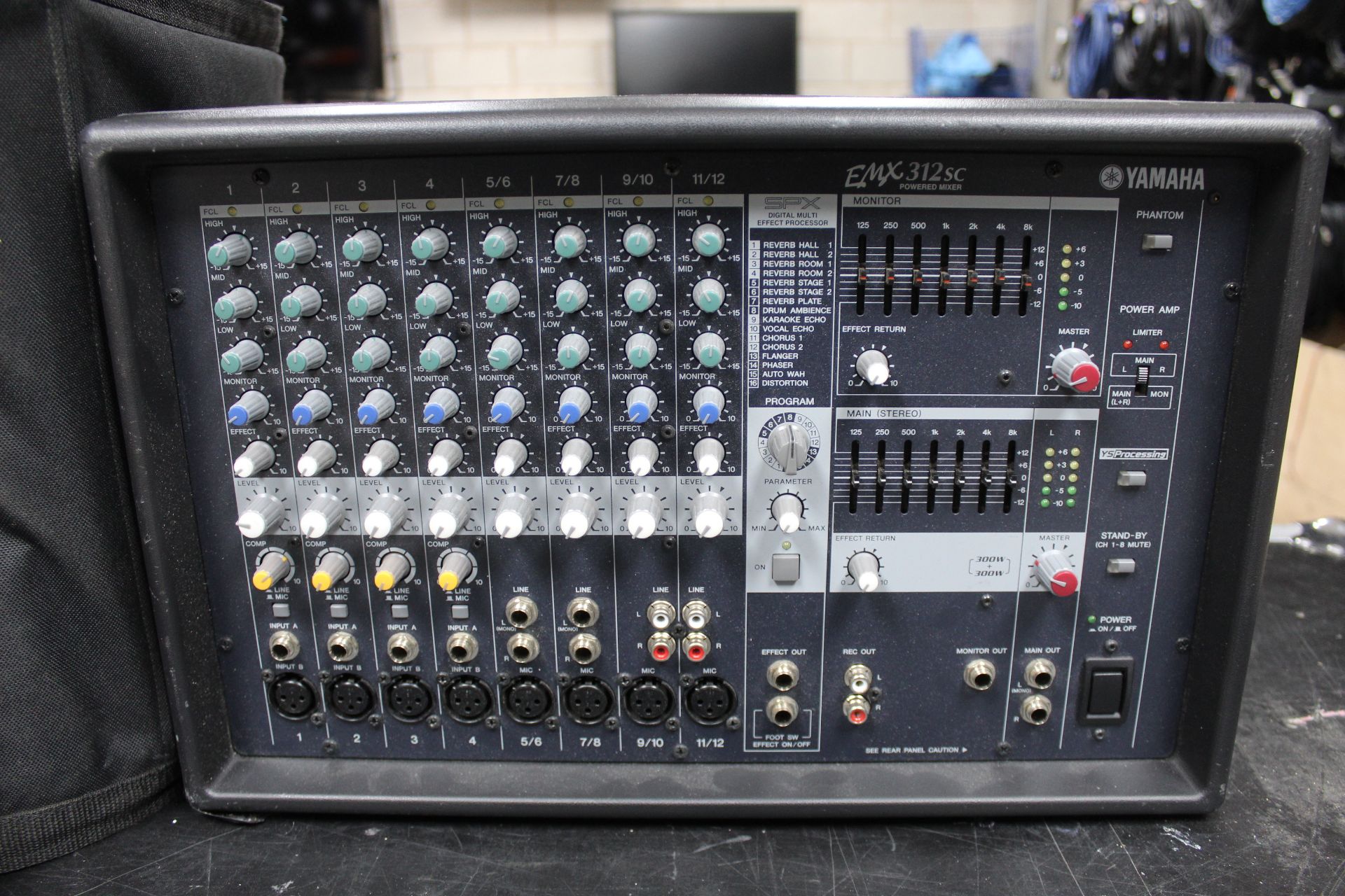 Yamaha EMX312SC 12 channel mixer/amplifier, Serial No. BSCU001008 with 1x IEC, 2x speaker cables - Image 2 of 4