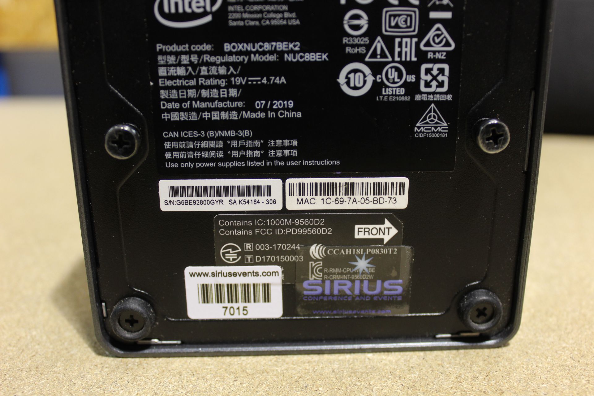 Intel NUC 8i7BEK2 Core i7 - 8559U CPU @ 2.7 GHz / 16GB RAM / 250GB HDD (Windows 10 Pro) mini PC, - Image 2 of 2