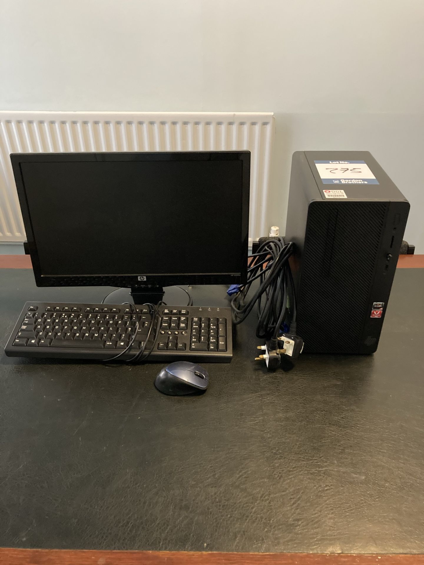 HP Ryzen 5 tower personal computer with HP TFT monitor and keyboard