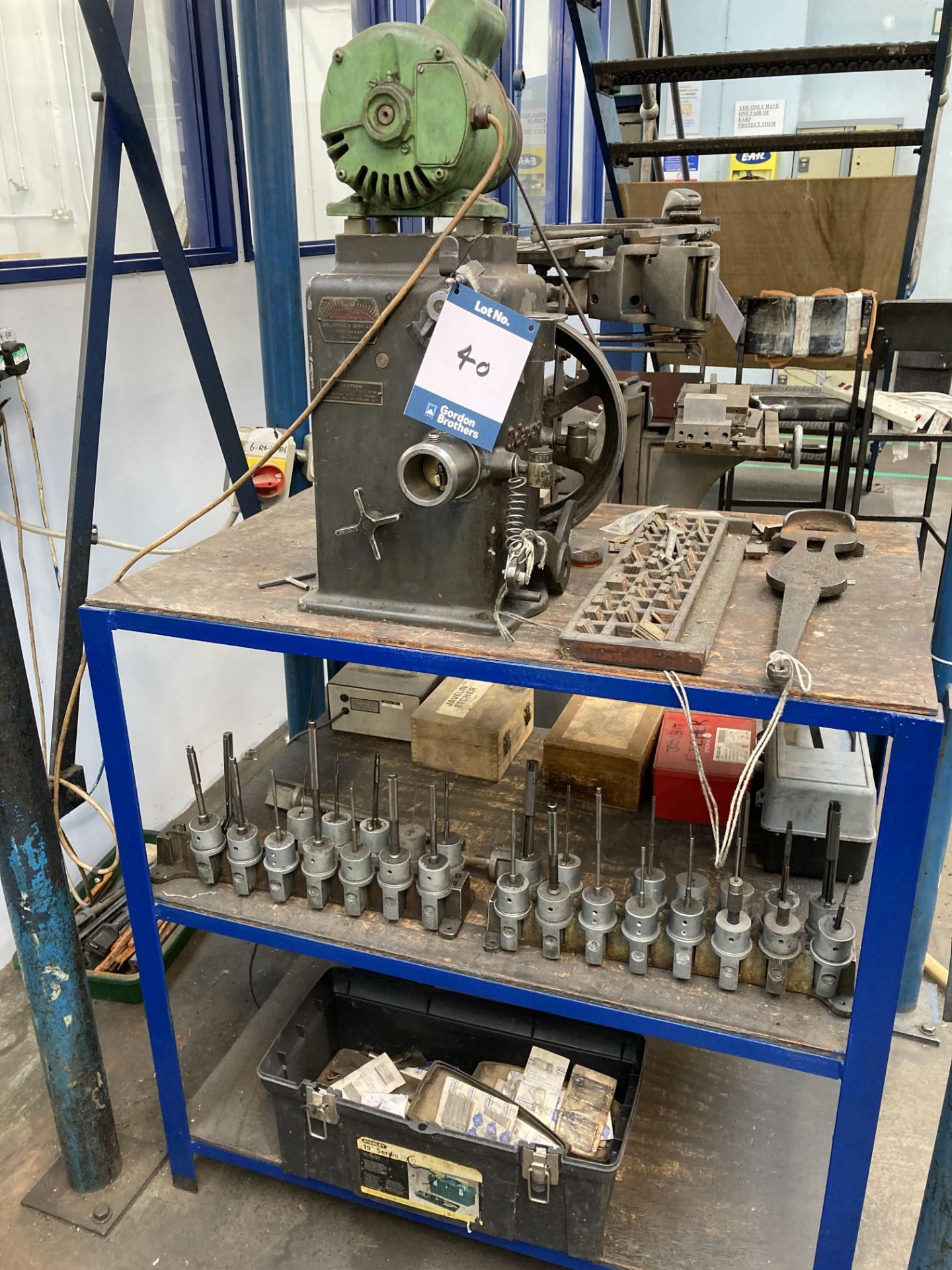 Delapena bench mounted honing machine, Serial No. 676 with approx. (30) honing tools