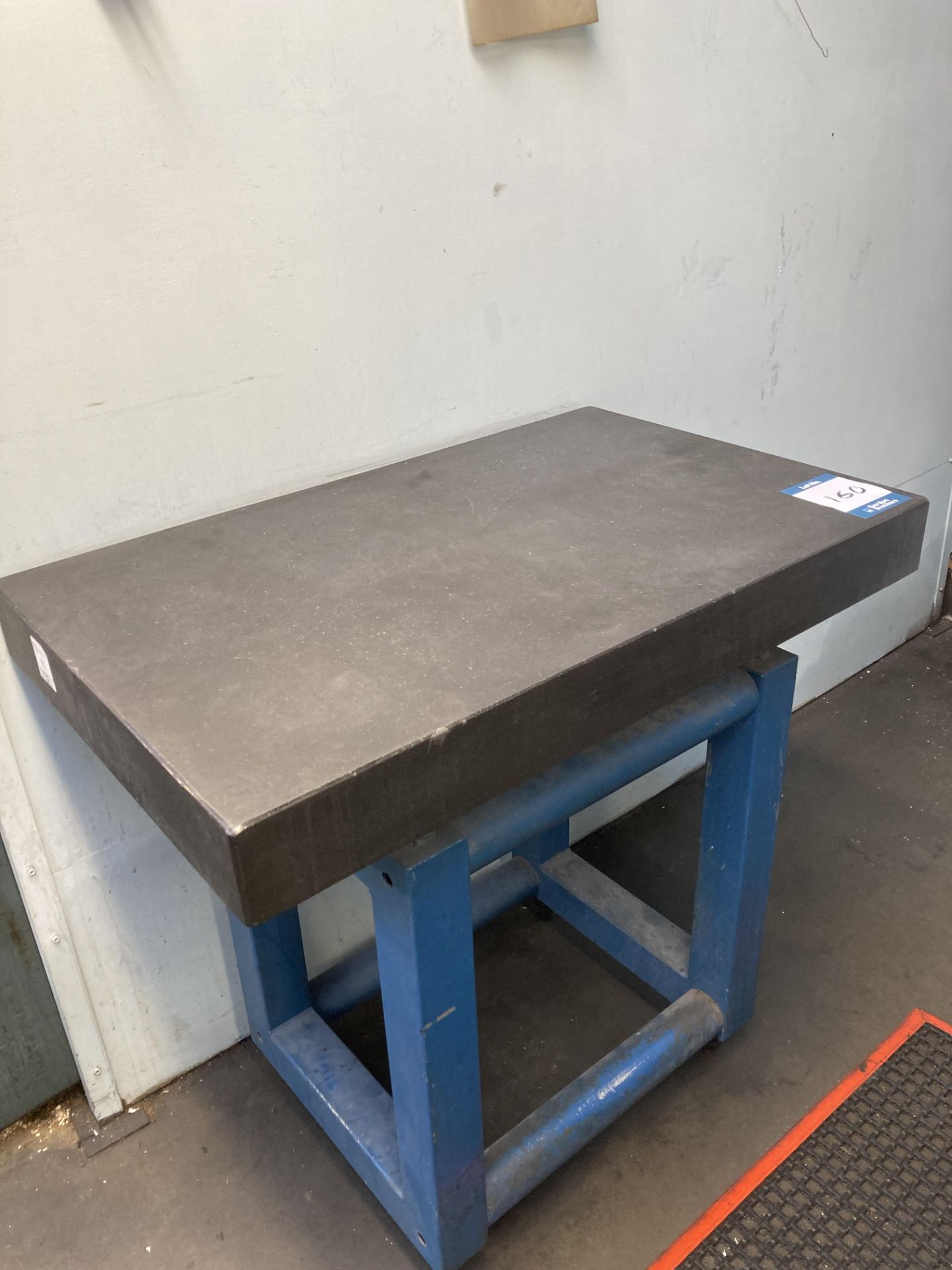 Granite surface inspection plate, 36" x 24", on stand