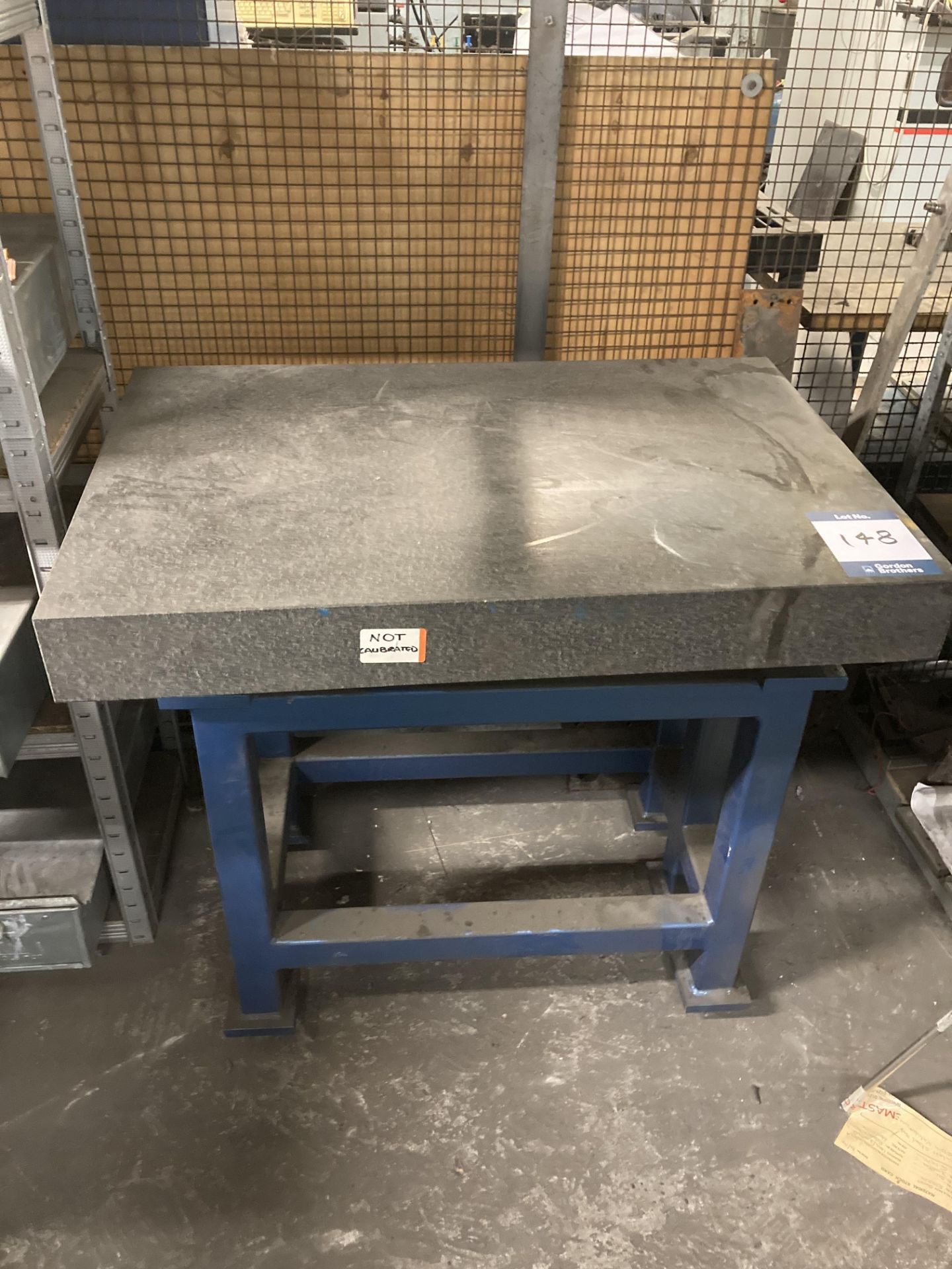 Granite surface inspection plate, 900mm x 600mm on stand