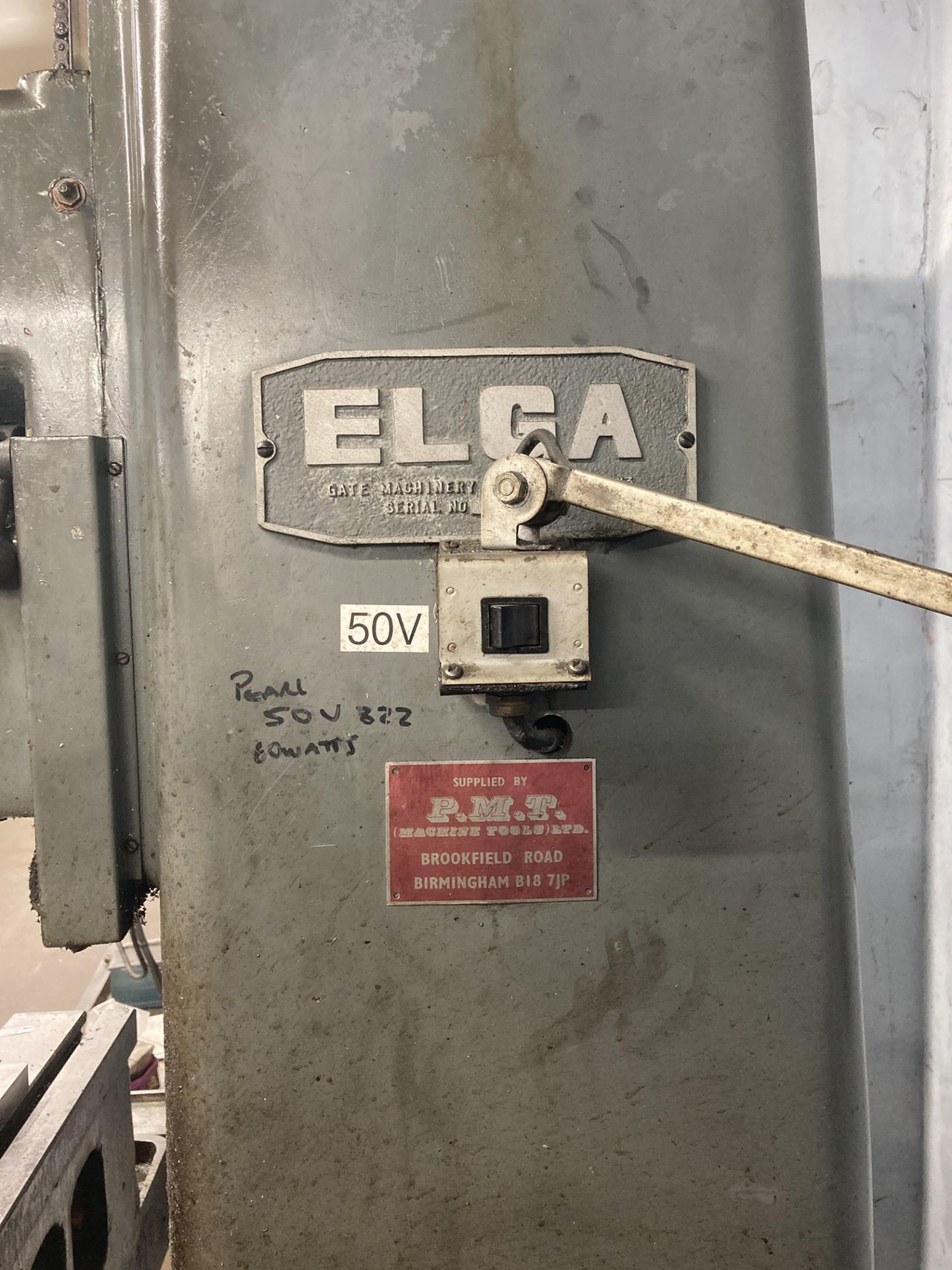 Elga vertical boring machine, Serial No. 5671-25, table size 600mm x 300mm, speeds 95-2070 with - Image 5 of 6