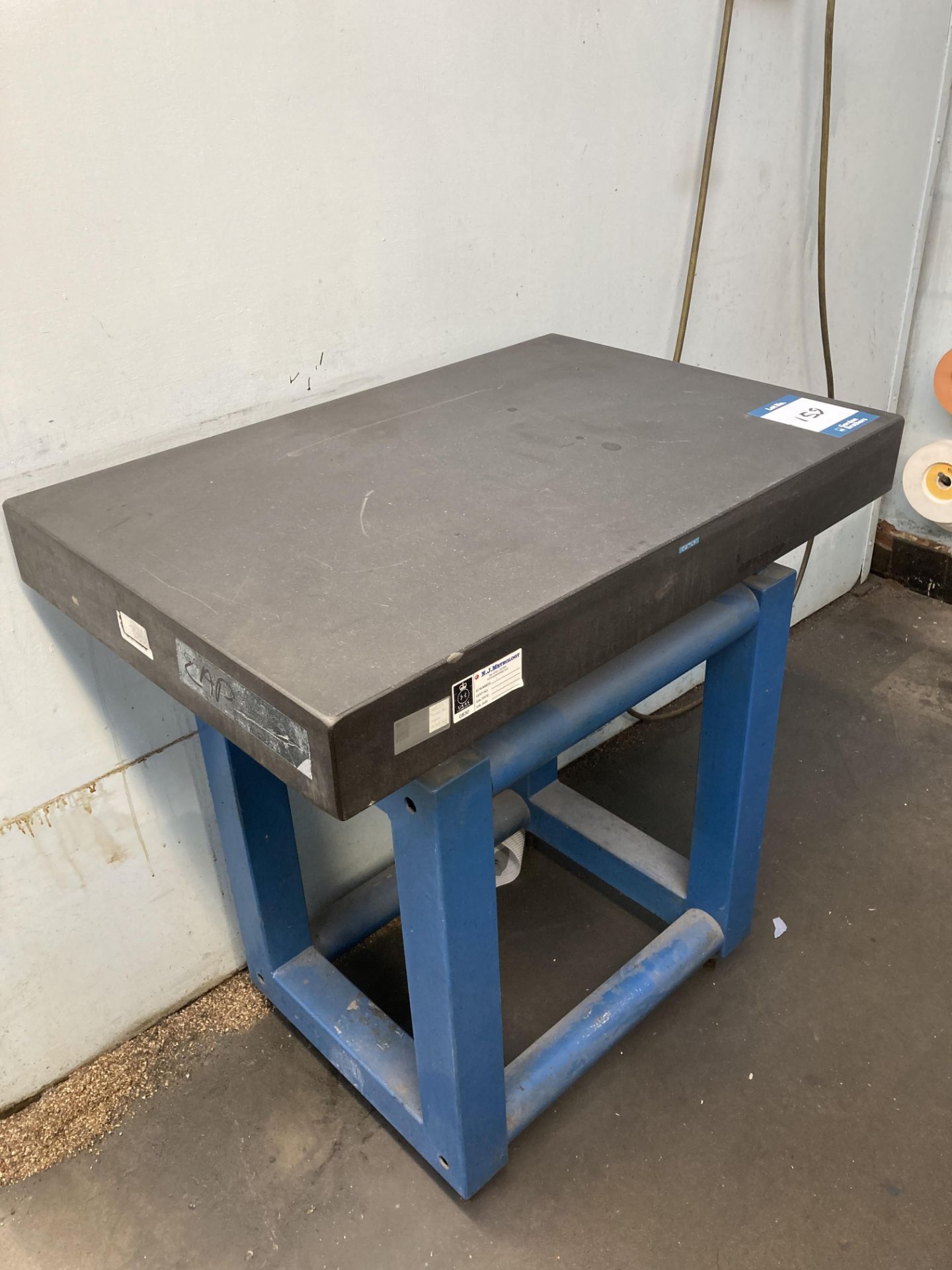 Granite surface inspection plate, 36" x 24", on stand