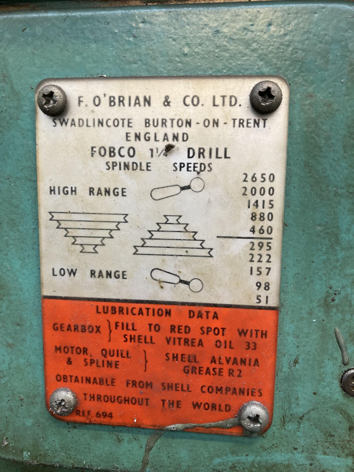 Fobco 1.5" pedestal mounted pillar drill, speeds 51-2650 - Image 3 of 3