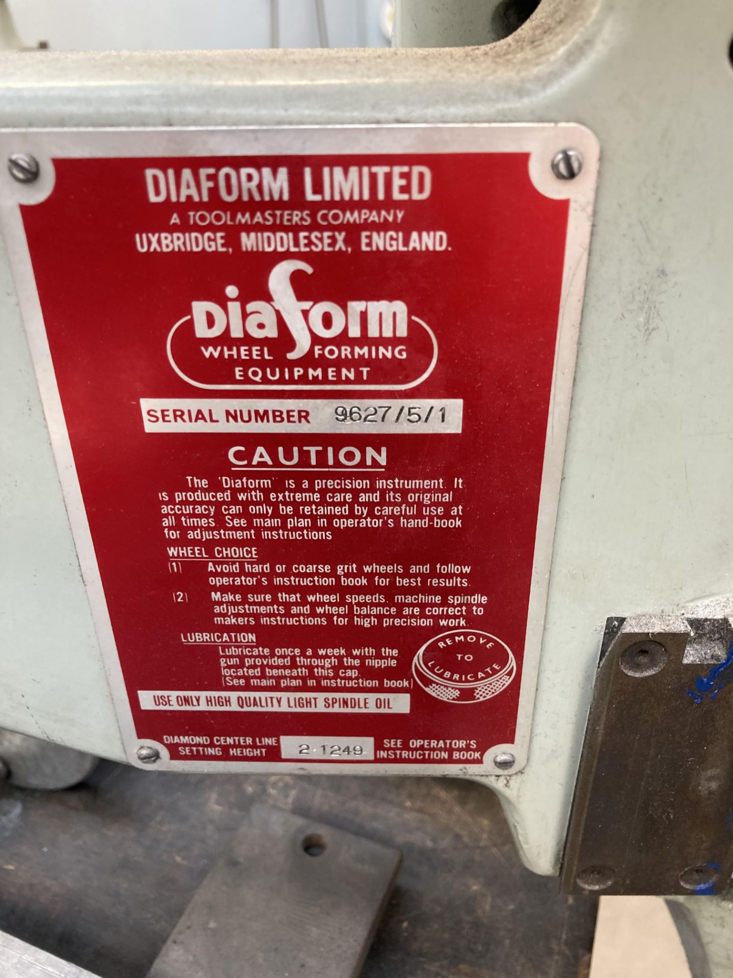 Diaform grinding wheel addressing attachment, Serial No. 9627/5/1 - Image 2 of 2