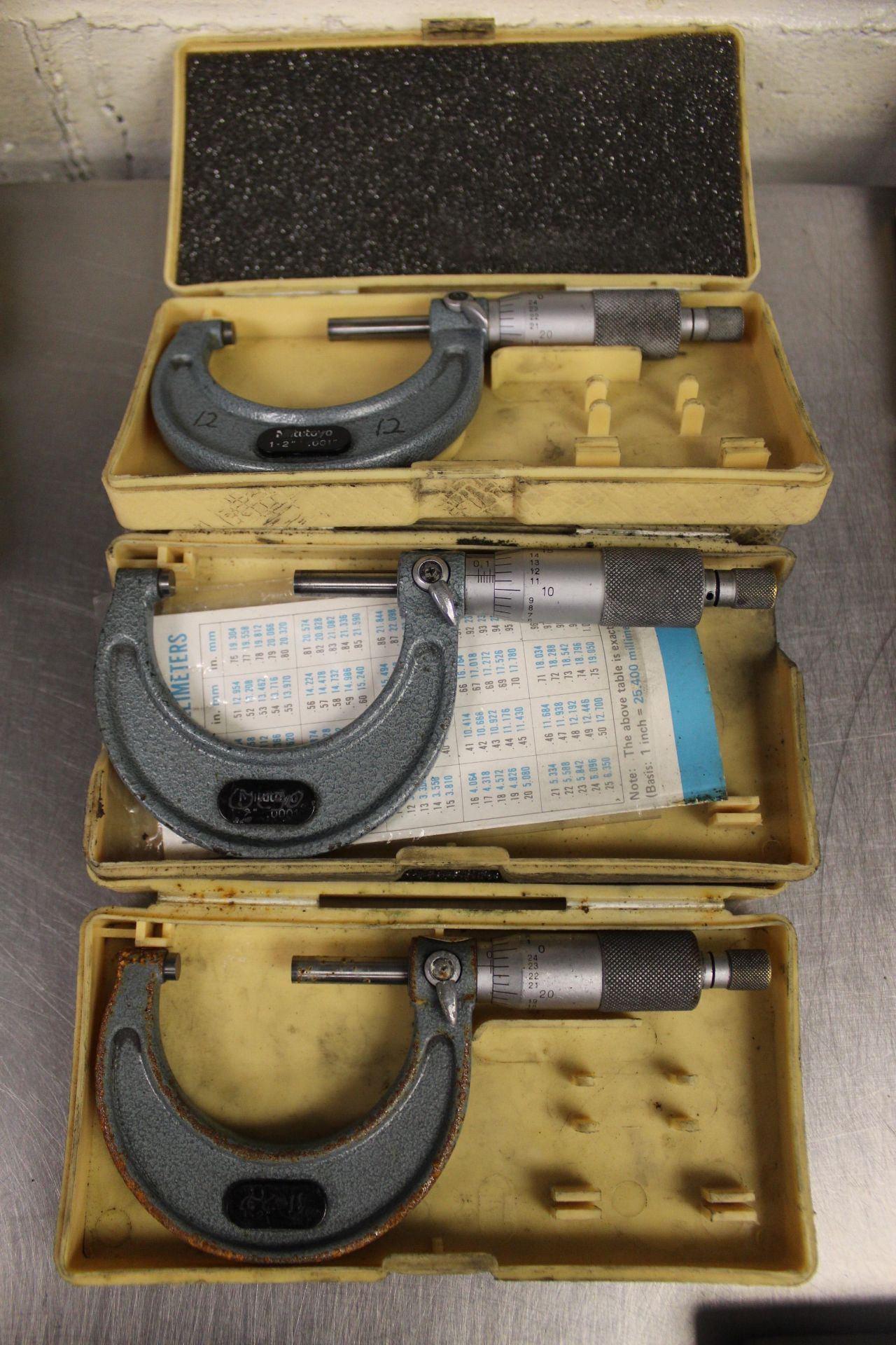 3x Boxed Mitutoyo 1-2"-.001" outside micrometers