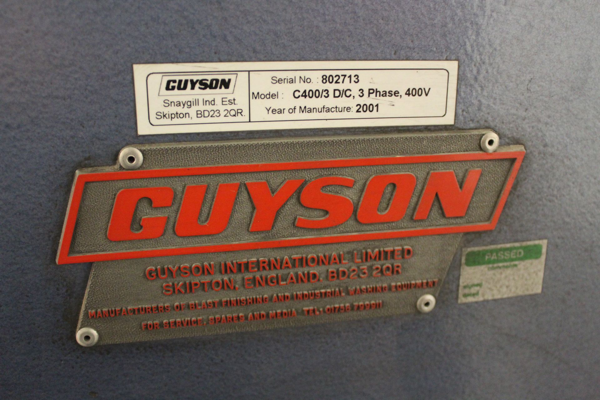 Guyson Euro 6 SF Plus System shot blast cabinet, Serial No. 802713 (2001), size: 1,070mm x 778mm x - Image 7 of 7