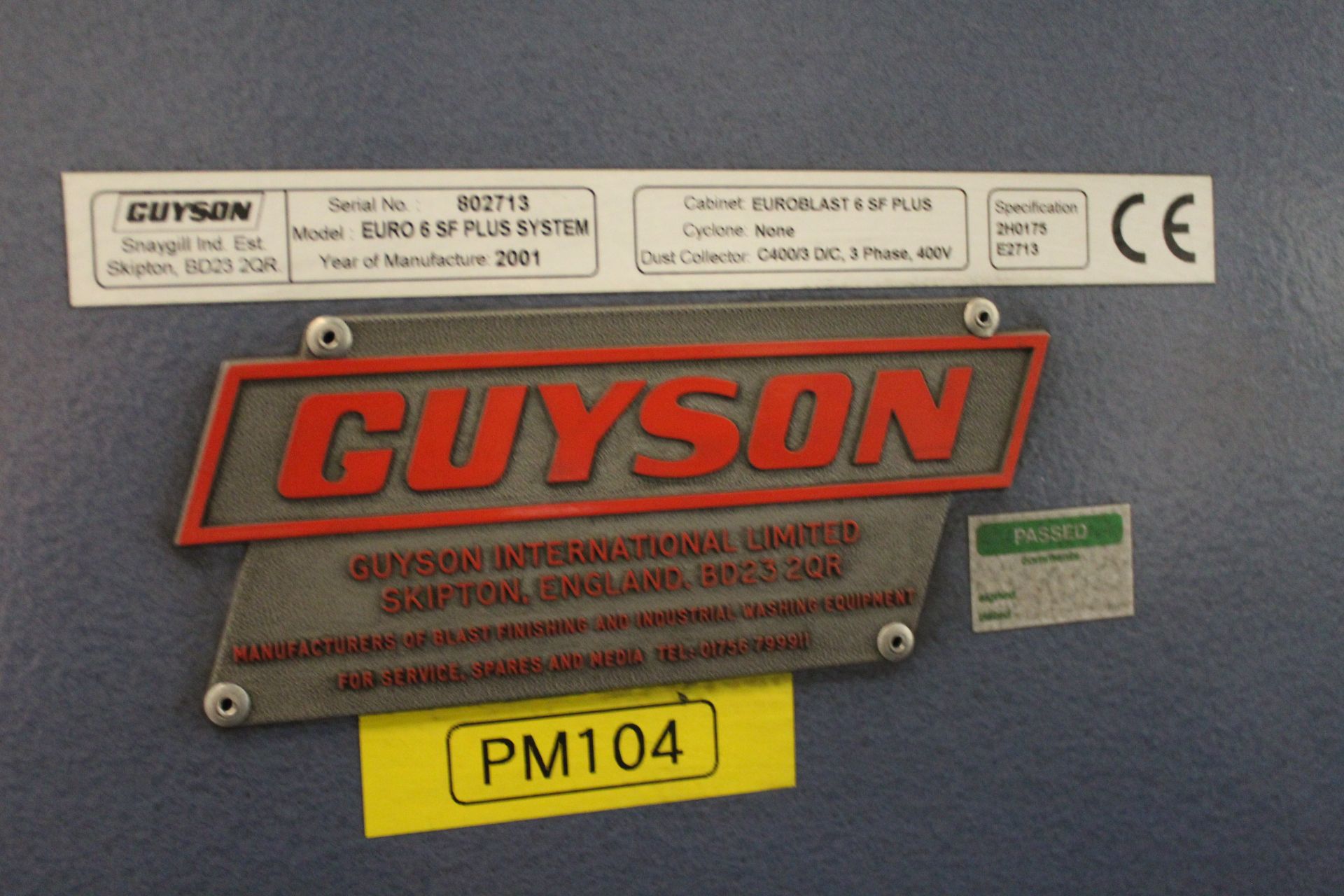 Guyson Euro 6 SF Plus System shot blast cabinet, Serial No. 802713 (2001), size: 1,070mm x 778mm x - Image 6 of 7