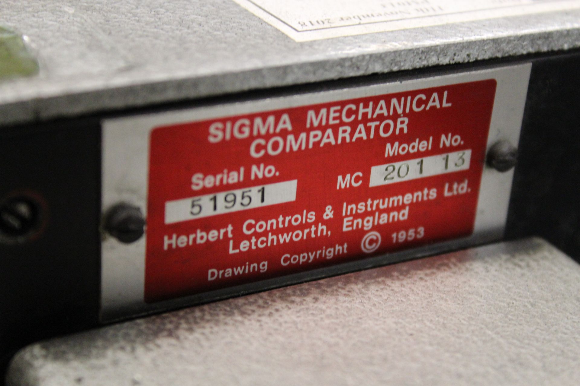 Sigma 201-13 mechanical comparator, Serial No. 51951 - Image 3 of 3