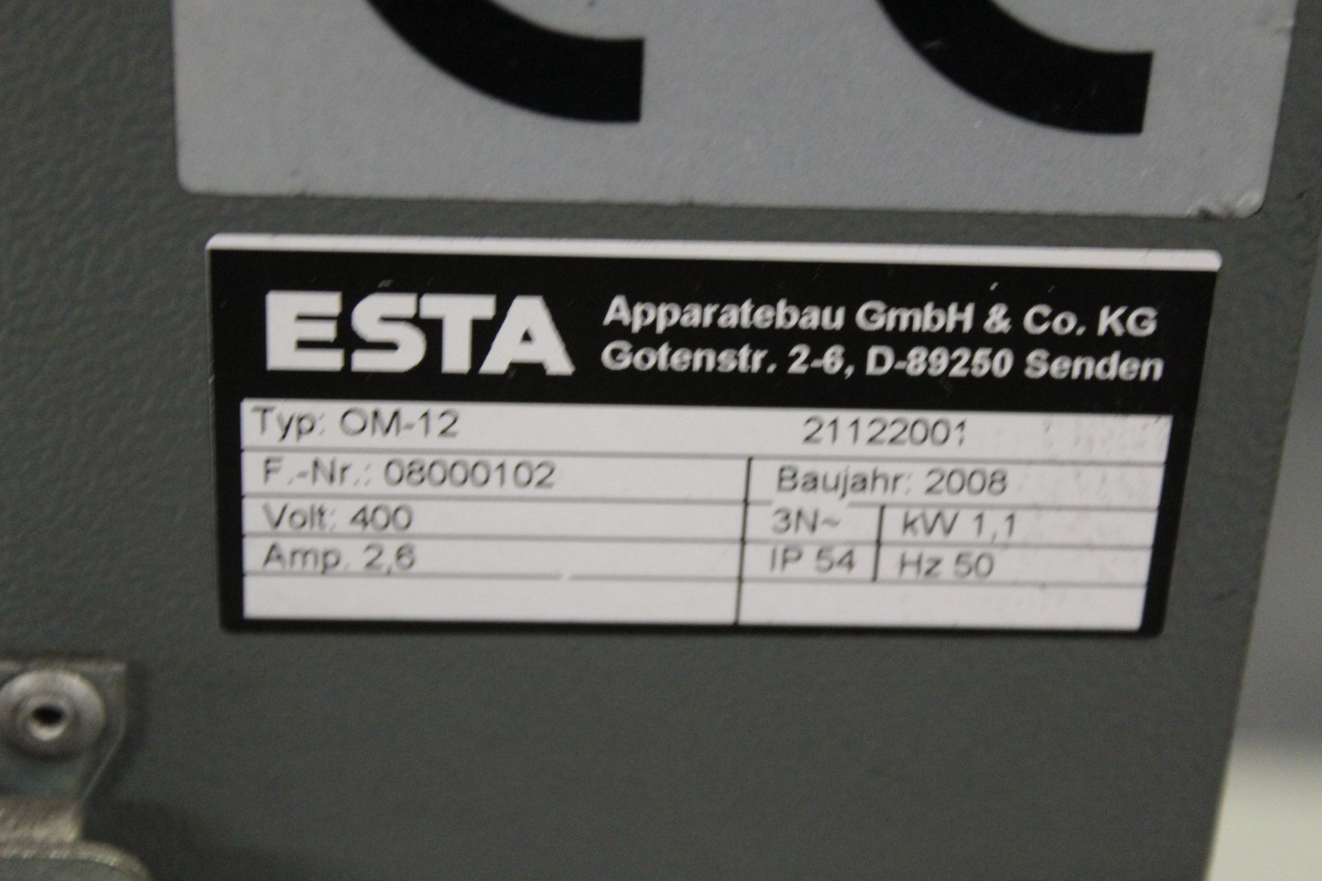 Esta OM-12 dust extraction unit, Serial No. 08000102 (2008) with 3m ducting section; 4x various - Image 2 of 8