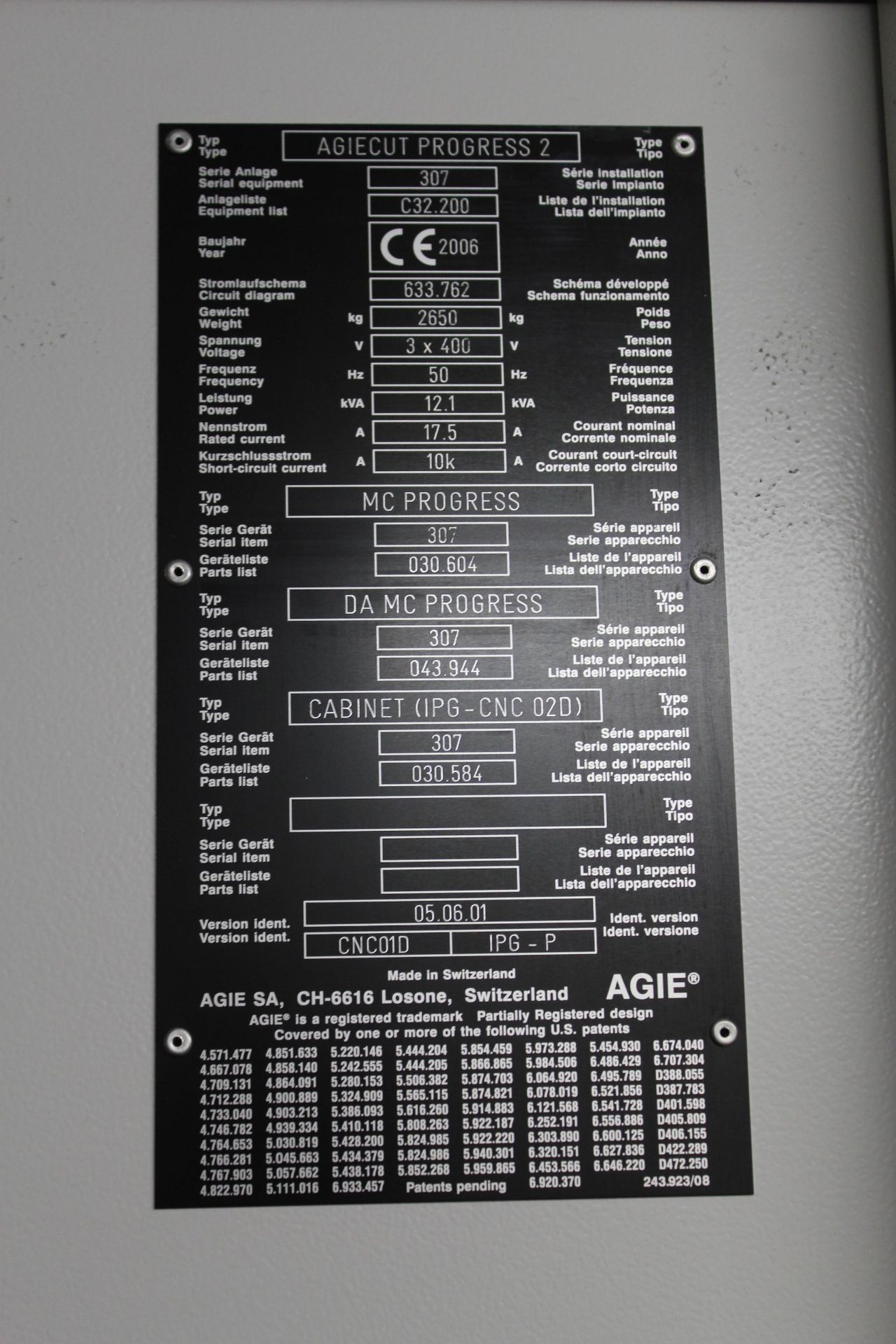 Agie Agiecut Progress 2 wire cut EDM machine, Serial No. 307 (2006), voltage: 3x 400V, Frequency: 50 - Image 6 of 17