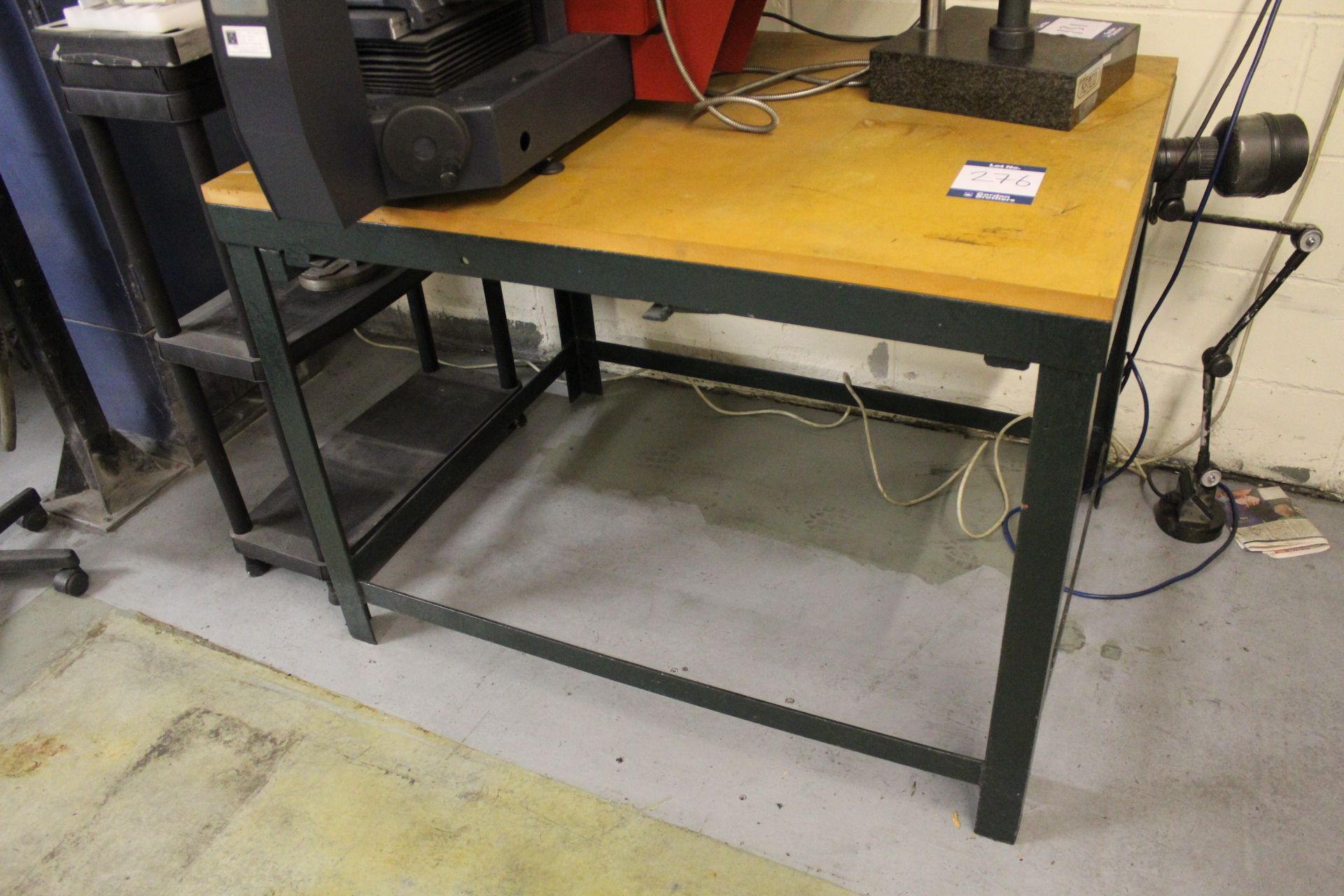 Steel framed workbench, size: 1,220mm x 910mm x 880mm (CONTENTS NOT INCLUDED)
