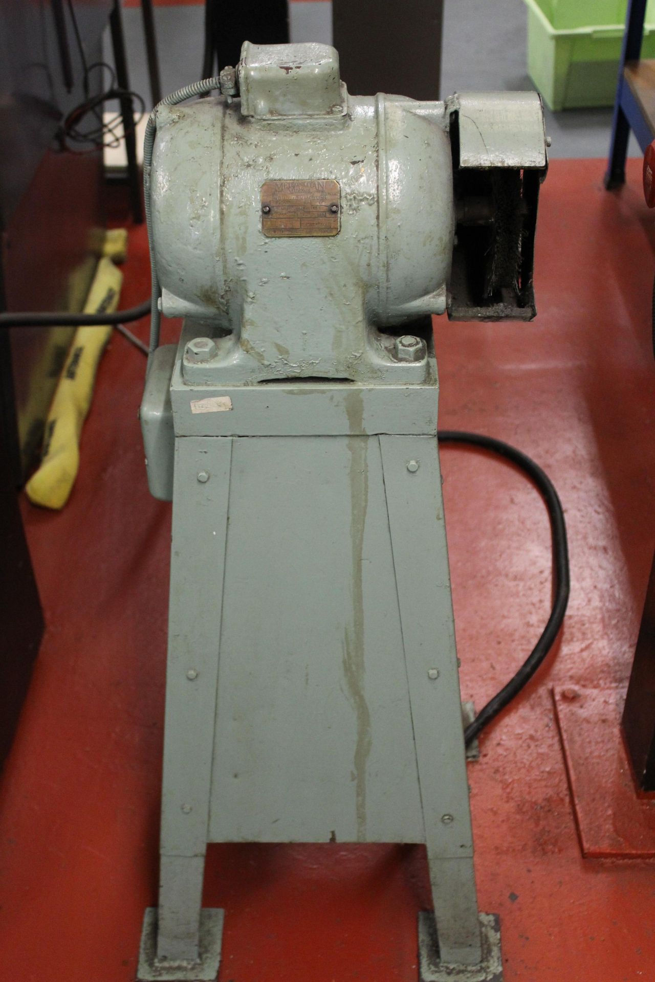 Single ended pedestal grinding / polishing wheel with Metropolitan Vickers 3 phase induction motor