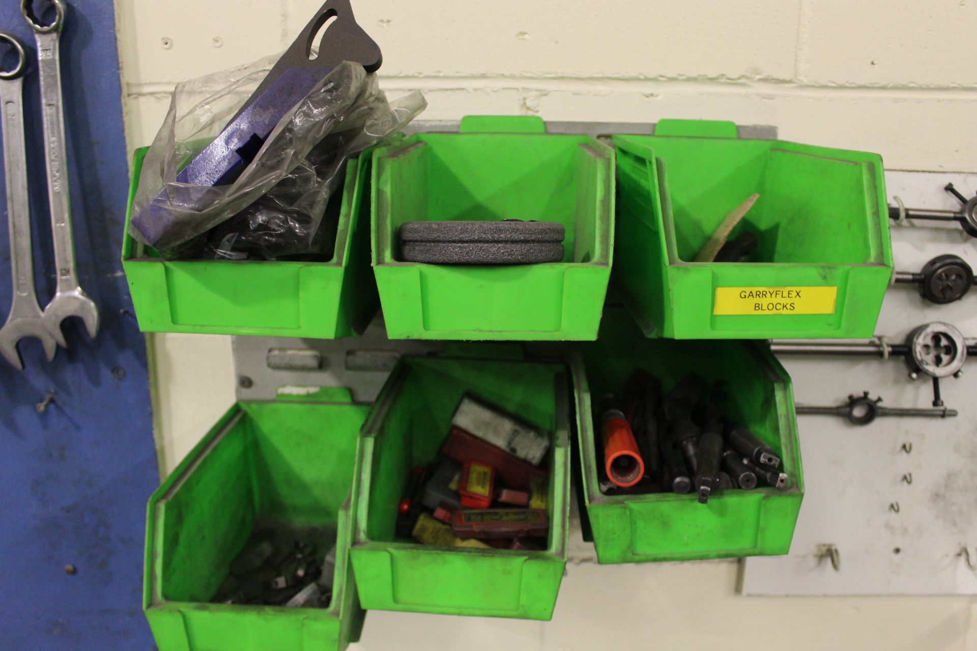 Tool board of various Draper and Chrome-Vandium Wrenches with lin bins of assorted drill bits, - Image 2 of 4