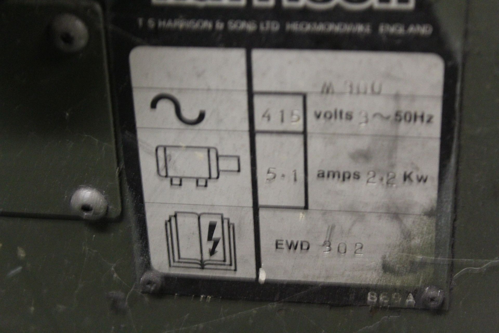 Harrison M300 straight bed centre lathe, Serial No. 310539, swing over bed: 330mm, distance - Image 6 of 6