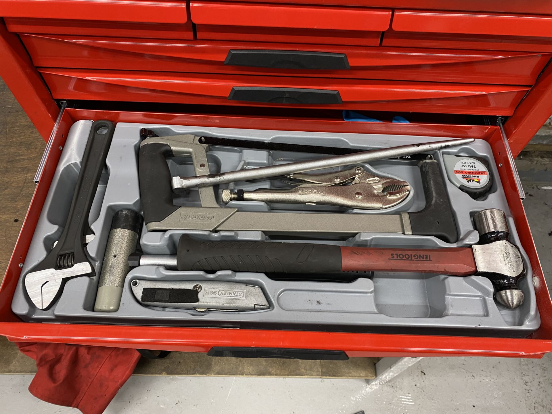 Tengtools TMO35NF 6 drawer toolbox including the following tools, hammer, grips, adjustable spanner, - Image 5 of 5