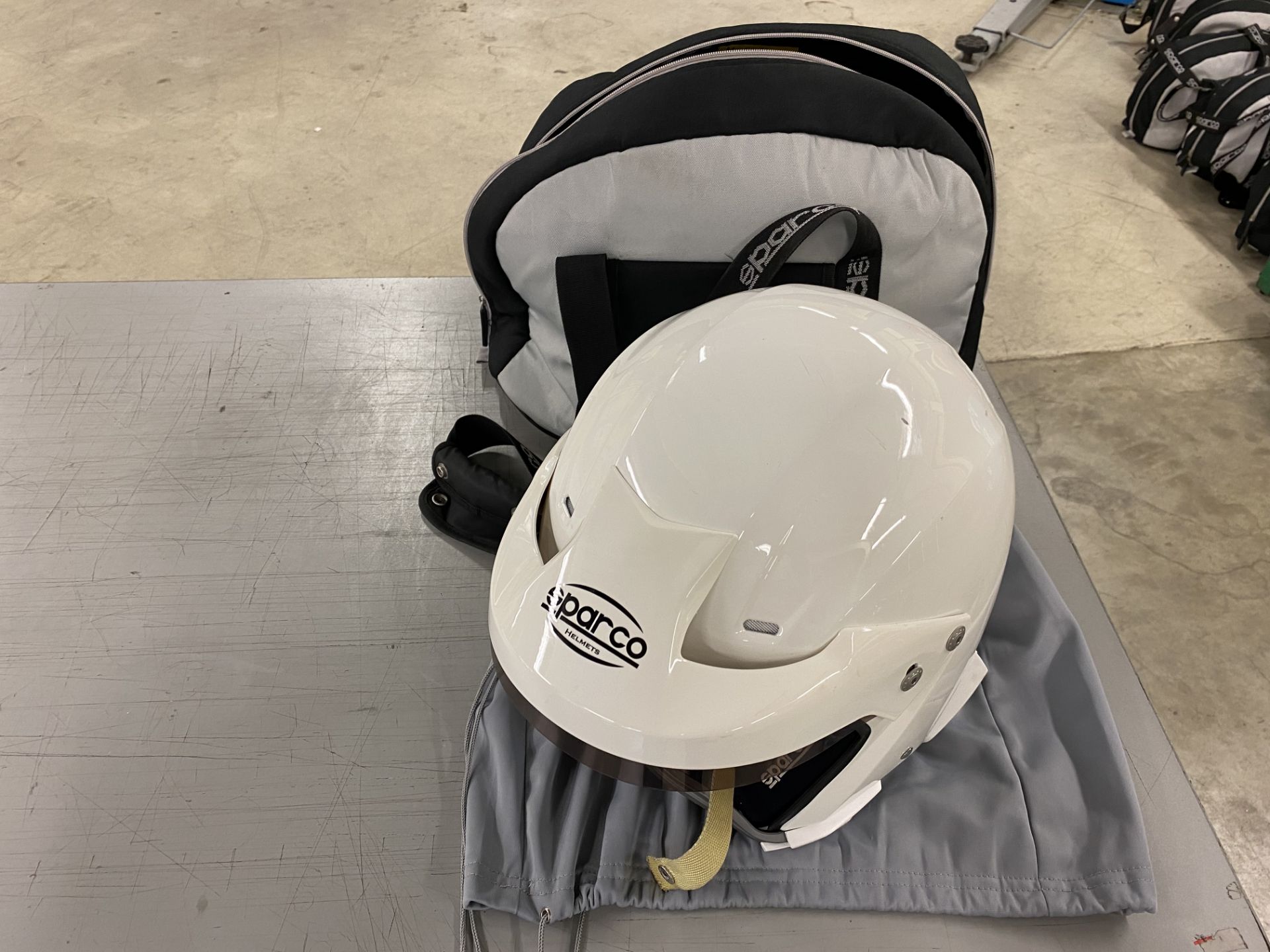 Sparco WTXJ-5i open face racing helmet with microphone and connector with cover and storage bag size