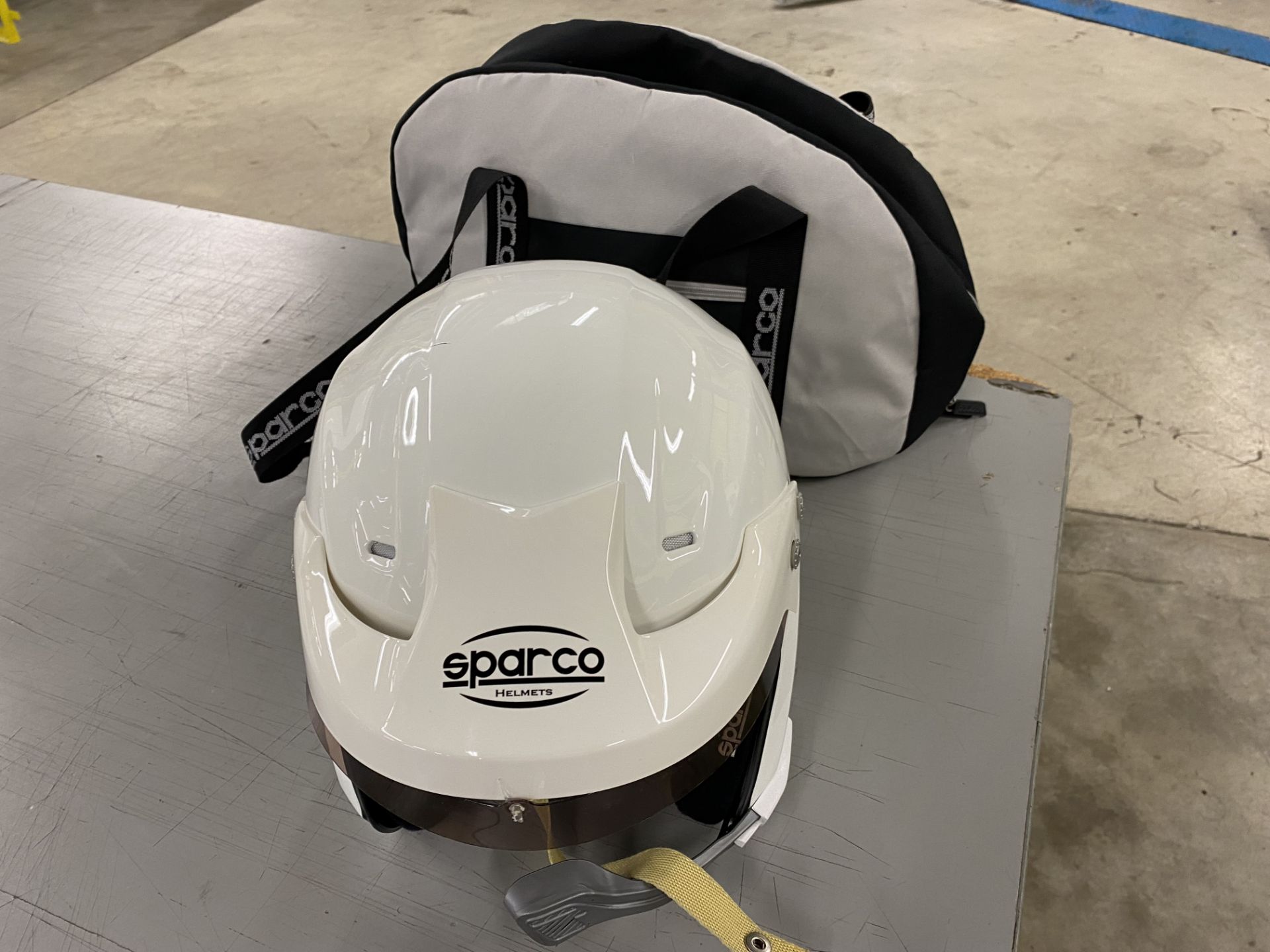 Sparco WTXJ-5i open face racing helmet with microphone and connector with cover and storage bag size