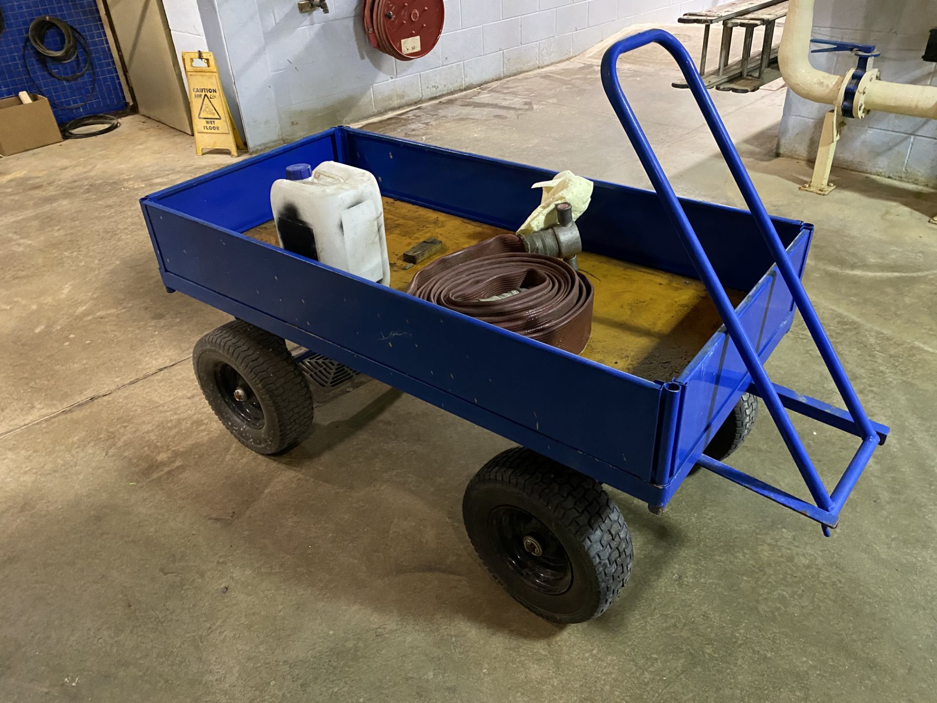 Pedestrian powered box trailer, twin axle, steel constructed body work, 1500mm x 730mm x 200mm deep. - Image 4 of 4